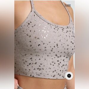 Beyond Yoga Chai Mini Moons SoftShine Slim Racerback High Cropped Tank